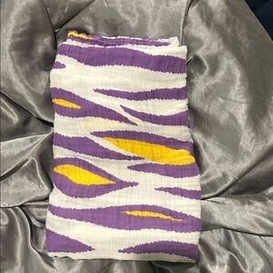 LSU Purple and Yellow Patterned baby swaddle